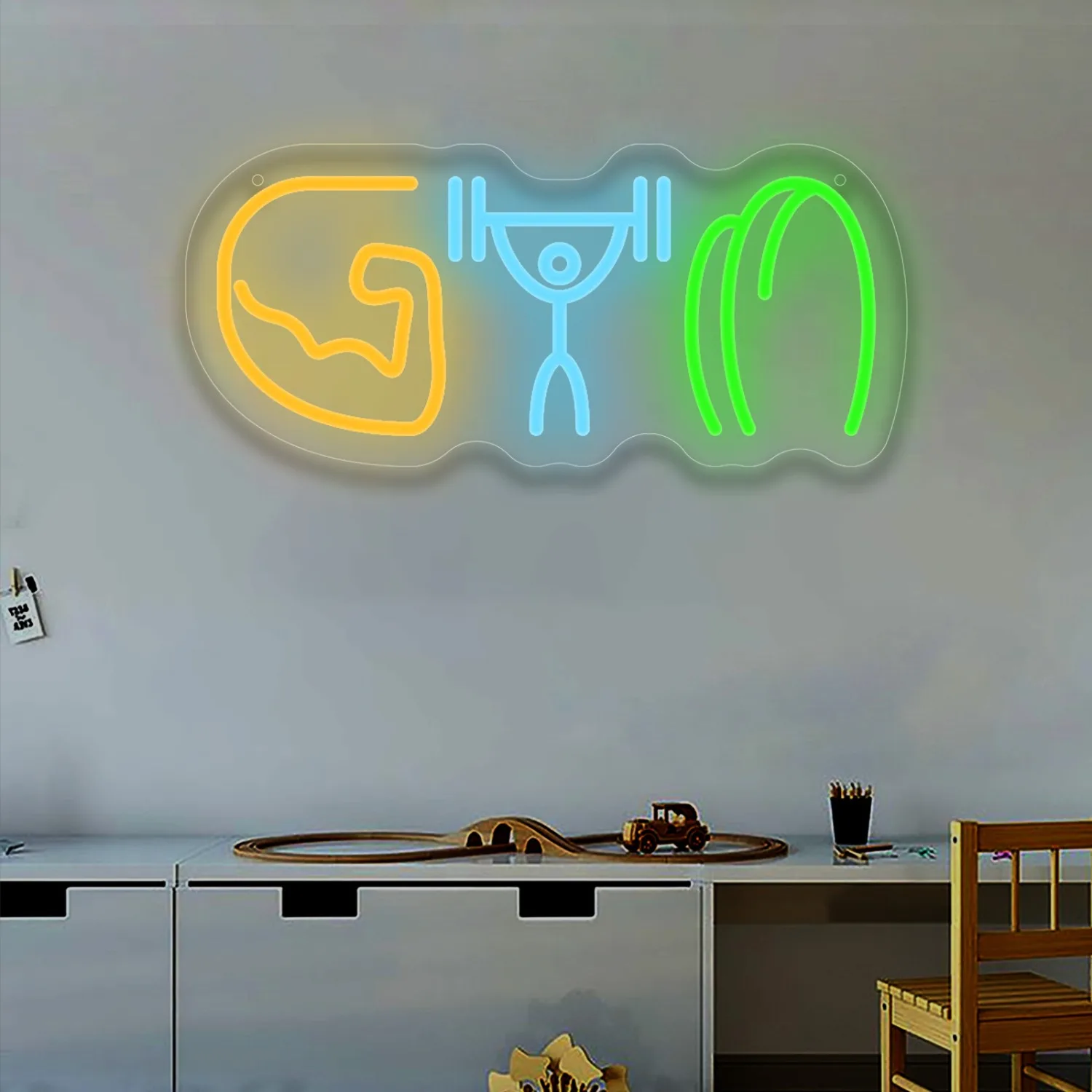 Gym Neon Sign Weightlifting Mu - Home Gym Neon Sign ulasan dan harga