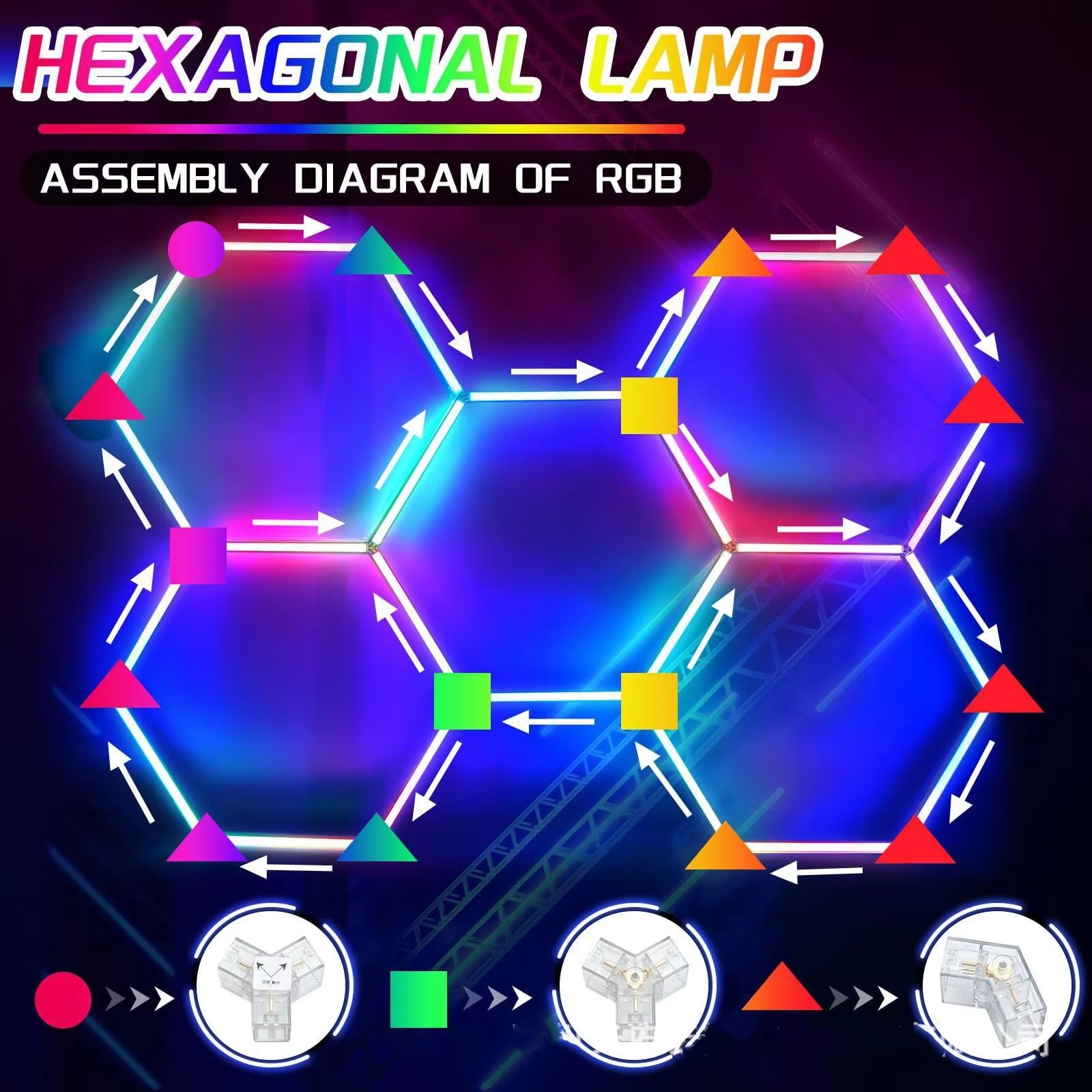 RGB Hexagon LED Lights with Re - Home Gym Neon Sign ulasan dan harga
