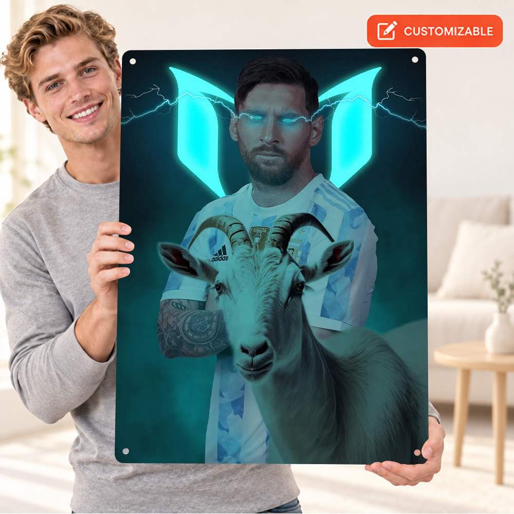 Lionel Messi With GOAT Shadow  - Home Gym Neon Sign ulasan dan harga