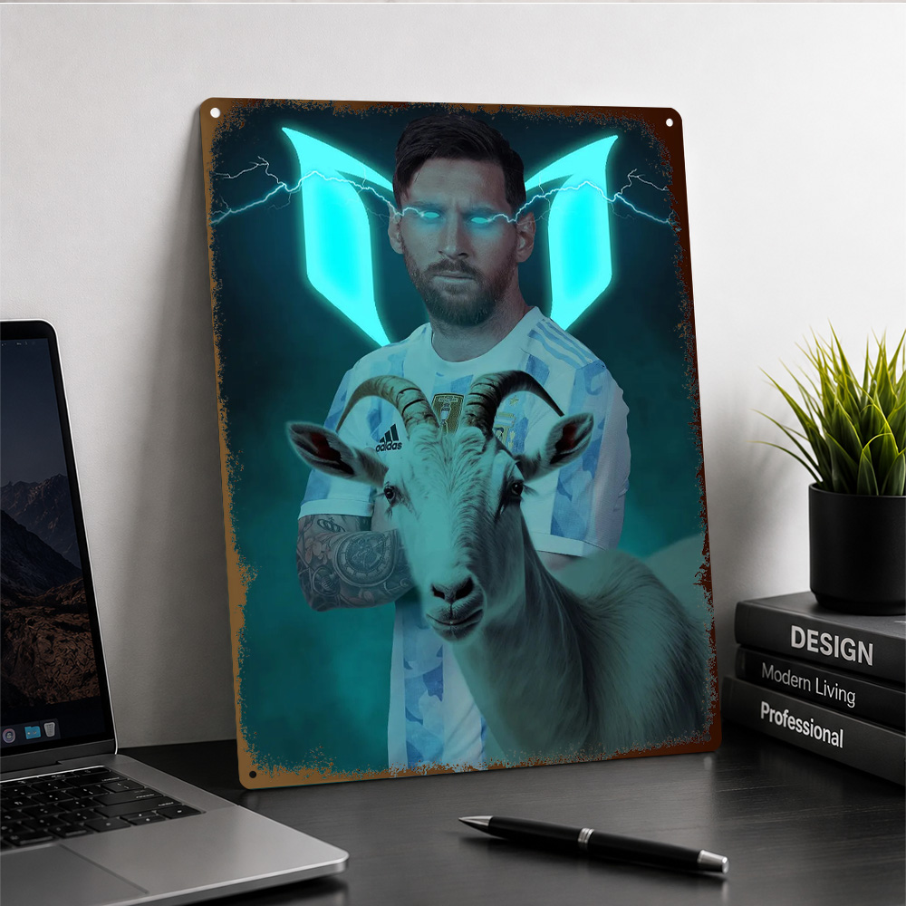Lionel Messi With GOAT Shadow  - Home Gym Neon Sign ulasan dan harga