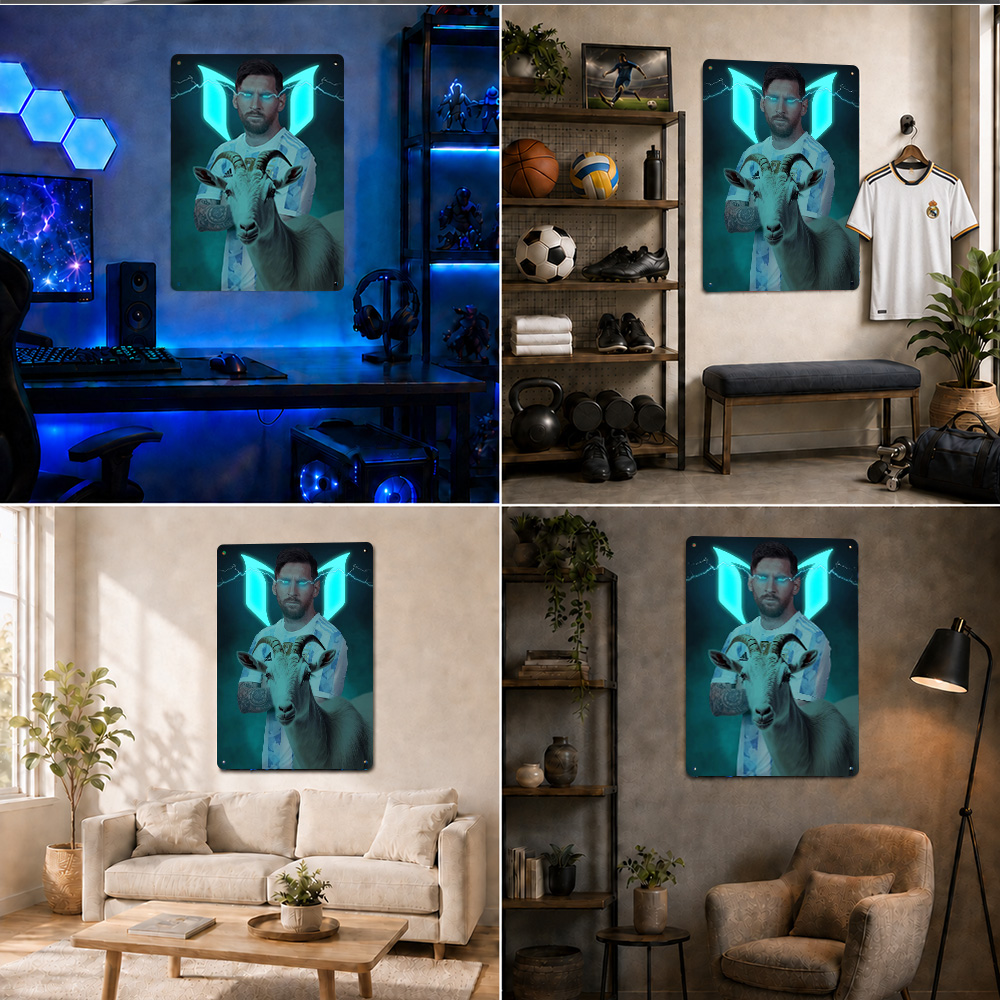 Lionel Messi With GOAT Shadow  - Home Gym Neon Sign ulasan dan harga