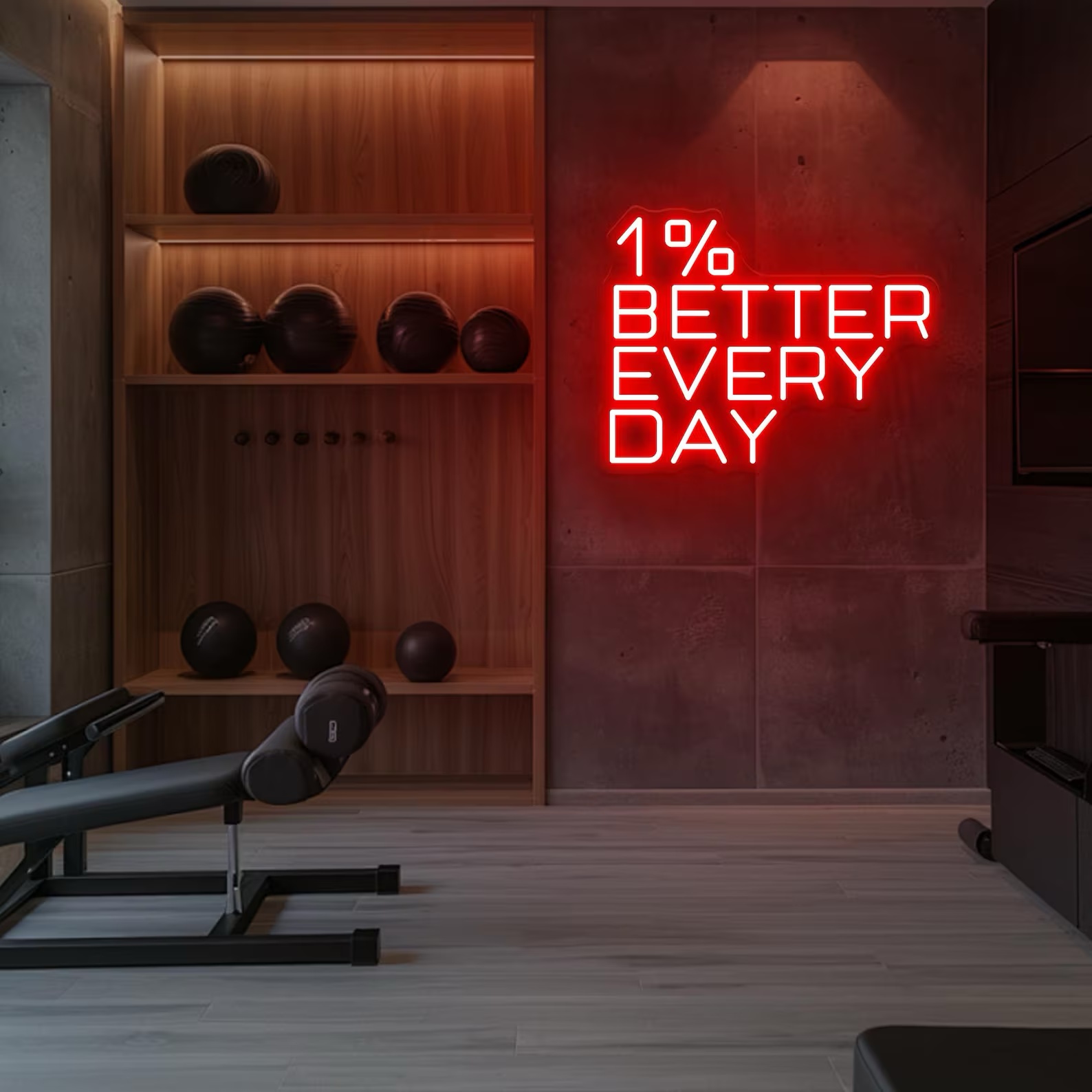 1% Better Every Day Neon Sign, - Home Gym Neon Sign ulasan dan harga