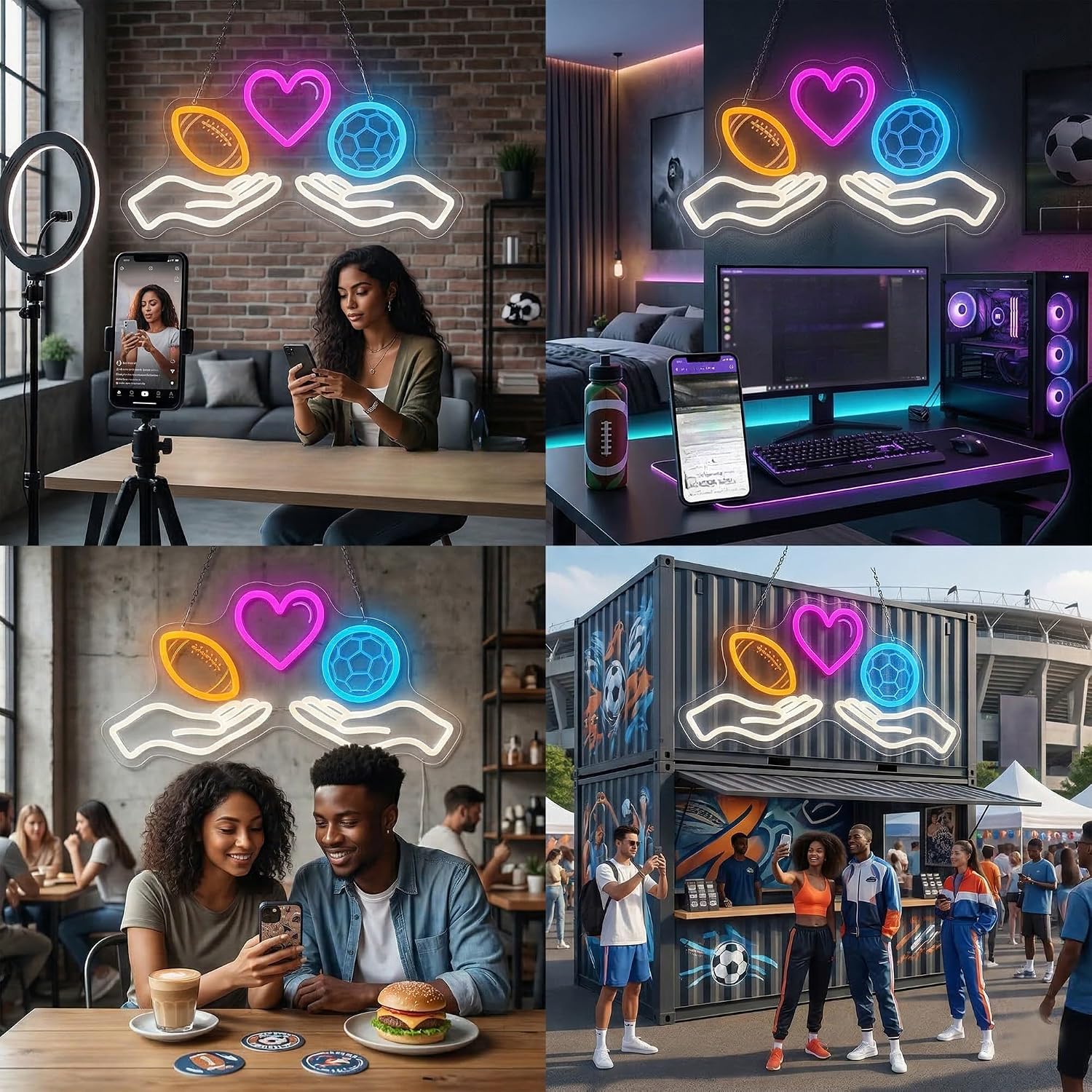 LED Neon Sign Soccer Neon Ligh - Home Gym Neon Sign ulasan dan harga